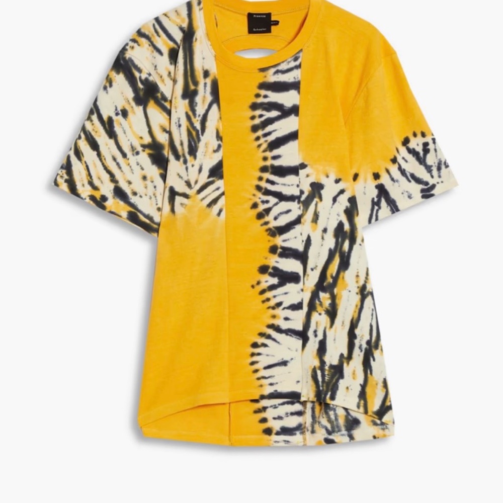 Proenza Schouler Yellow and Black Tie-Dye Short Sleeve Tee